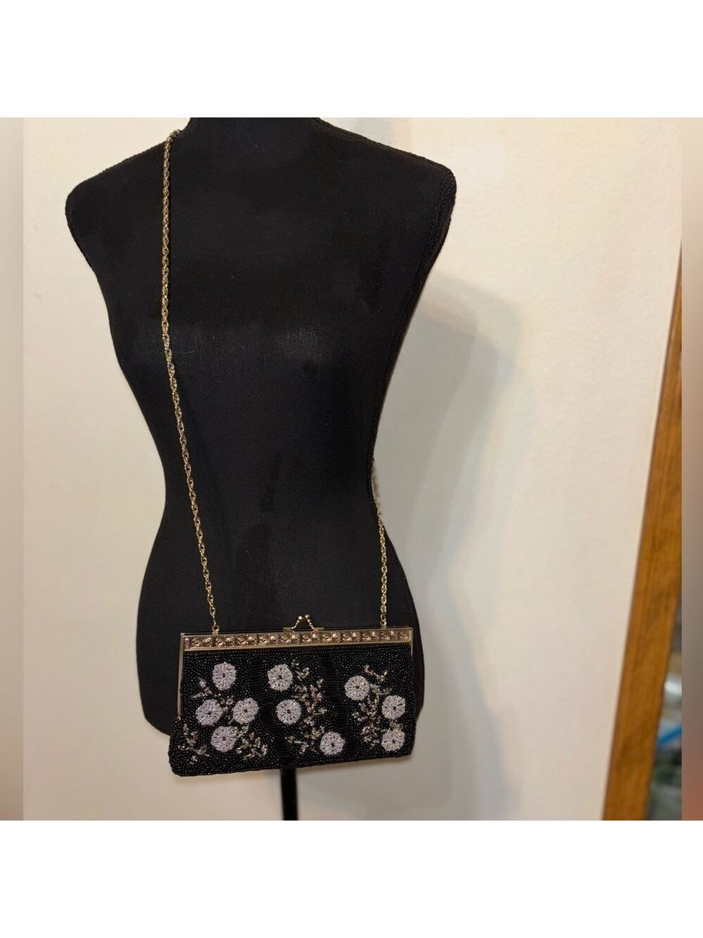 🔥Rare Vintage🔥 Stunning Mid Century Floral Glass Beaded Evening Clutch Purse - Picture 7 of 10